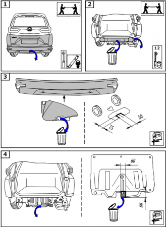 Фаркоп 5534-A Oris на Honda CR-V 2017-2022. Необходима подрезка бампера. Тип шара: A. Нагрузки: 2000/100 кг, масса фаркопа 17,5 кг (без электрики в комплекте) от магазина ФаркопРос